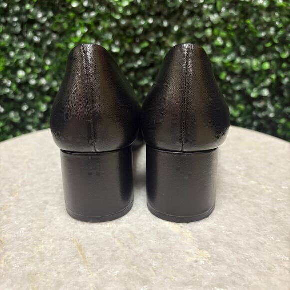 Tory Burch Chelsea pumps low block heel gold hardware black leather size 7 - Picture 7 of 10